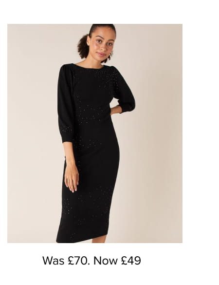 Hotfix gem knit dress with sustainable viscose black