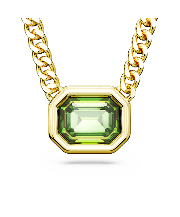 Millenia pendant, Octagon cut, Green, Gold-tone plated