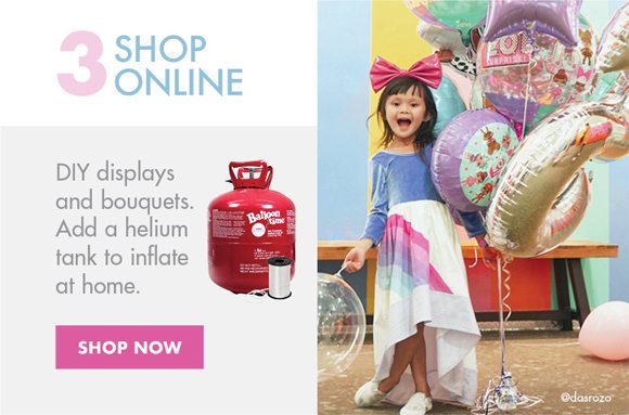Shop Online | DIY displays and bouquets. Add a helium tank to inflate at home | SHOP NOW