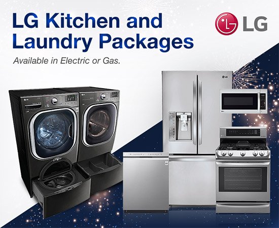 July 4th Savings on LG Kitchen and Laundry Packages. Available in Electric or Gas.