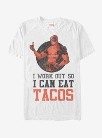 Guys Deadpool Work Out Eat Tacos Tee