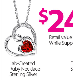 Lab-Created Ruby Heart Necklace Sterling Silver