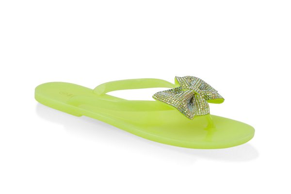 Rhinestone Bow Jelly Flip Flops