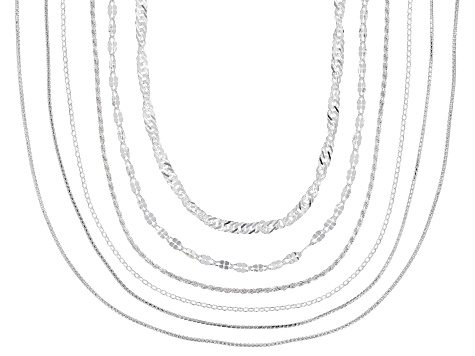 Anti-Tarnish Sterling Silver 20" Chain Set with Spring Ring Clasp in 6 Styles