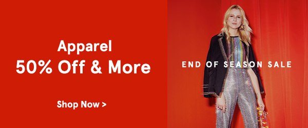 Apparel 50% Off And More
