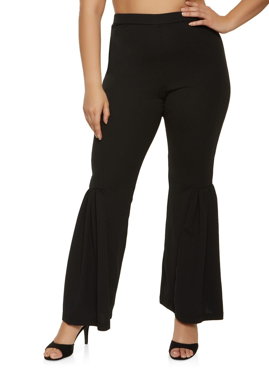 Plus Size Flared Crepe Knit Pants