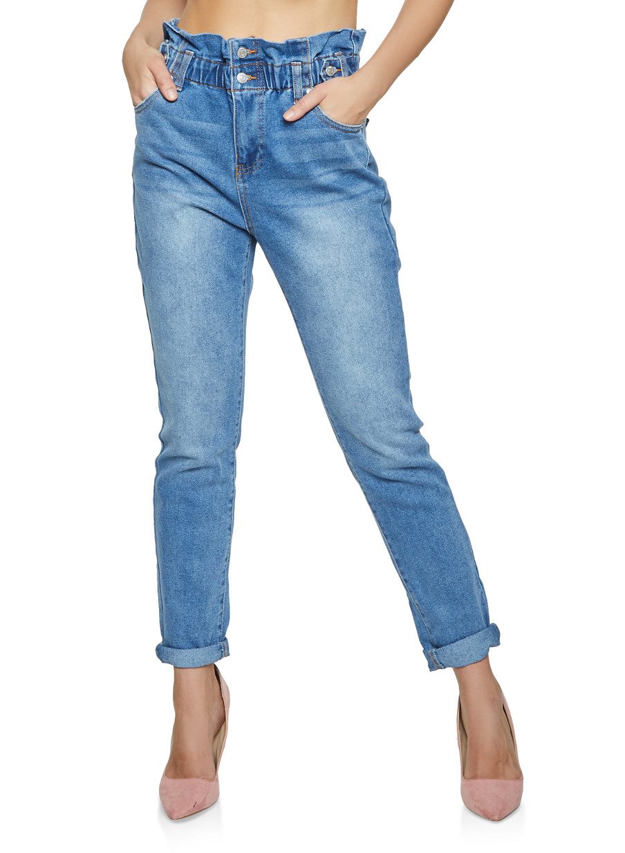 Almost Famous Tabbed Paper Bag Waist Jeans