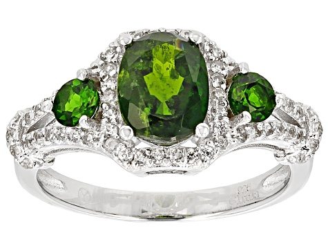Green Chrome Diopside Sterling Silver Ring 1.75ctw