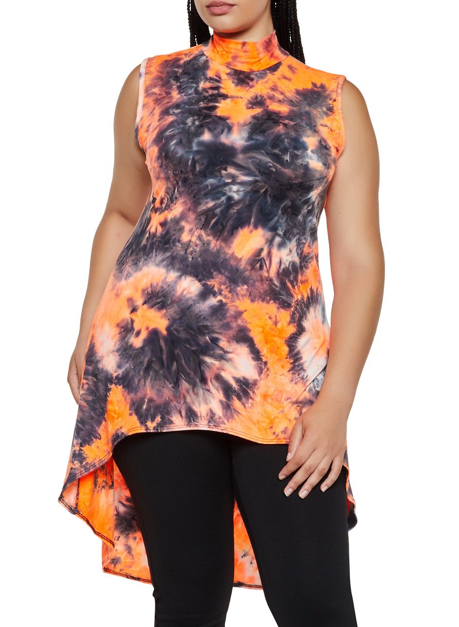 Plus Size High Low Tie Dye Top