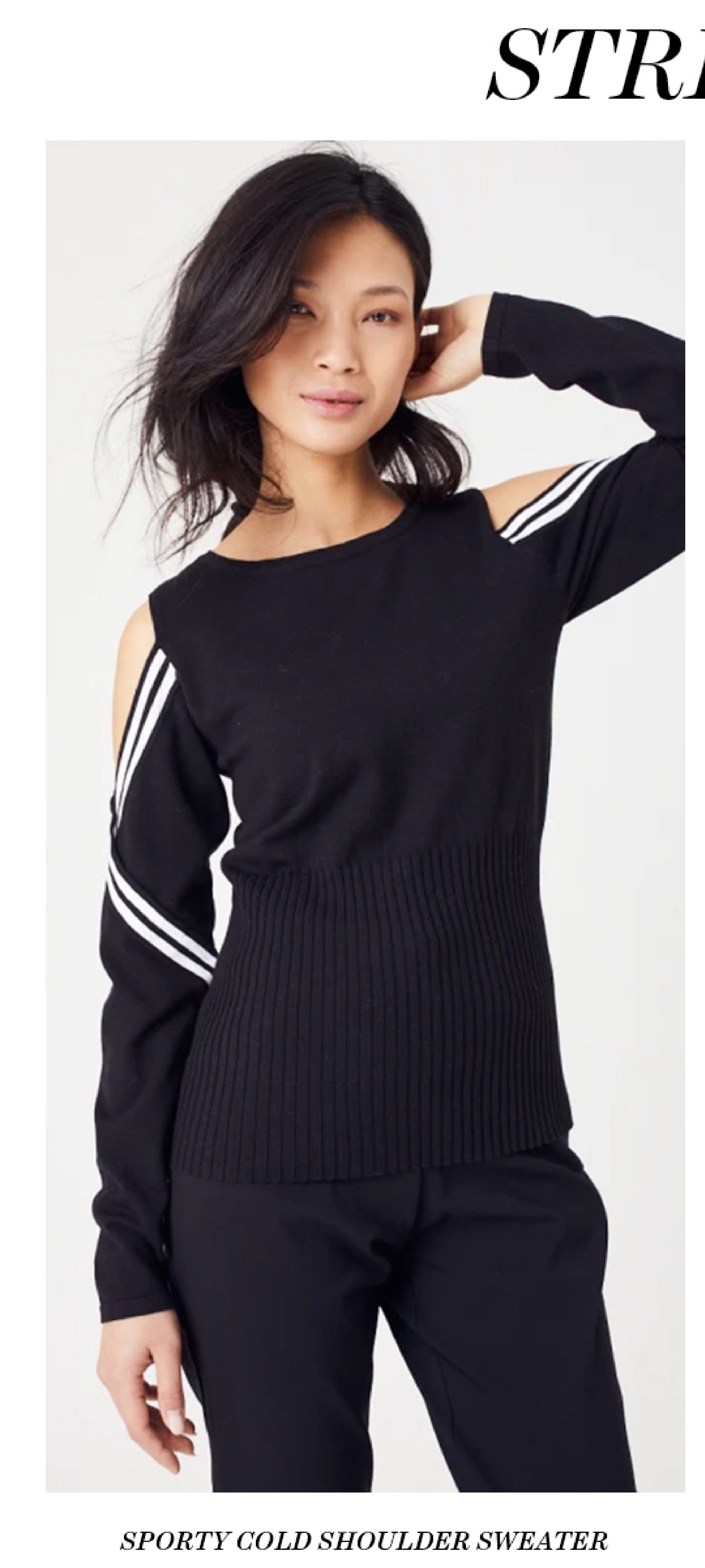 Sporty Cold Shoulder Sweater