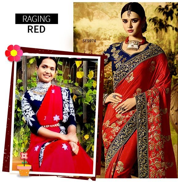 A collection of Red Embroidered Sarees. Shop!