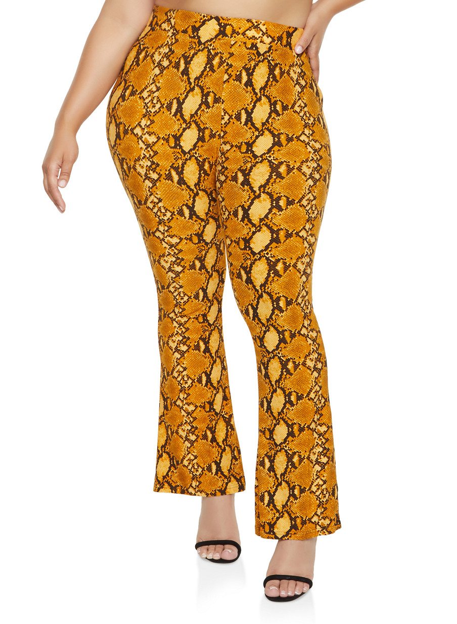 Plus Size Animal Print Flared Pants