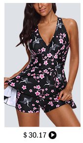 Floral Print Strappy Back Swimdress and Shorts