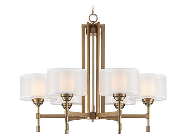 Beauchamp 32" Wide Gold Finish Double Shade 6-Light Chandelier