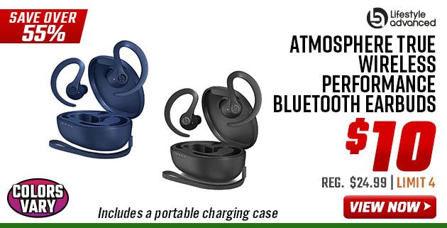 Lifestyle Advanced Atmosphere True Wireless Performance Bluetooth Earbuds 