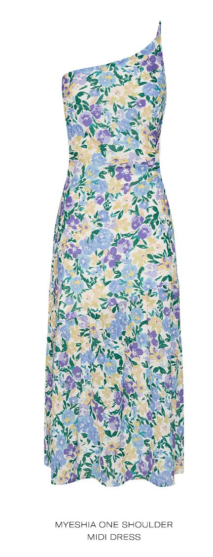 MYESHIA CUT OUT ONE SHOULDER MIDI DRESS IN LAVENDER FIELDS