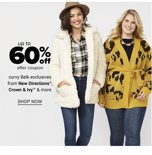 up to 50% off after coupon women's curvy belk exclusives from new Directions, Crown&Ivy and more - Shop Now