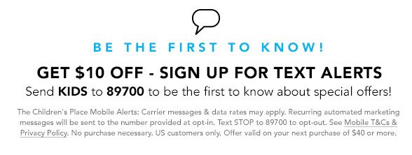 Get $10 Off - Sign Up For Text Alerts