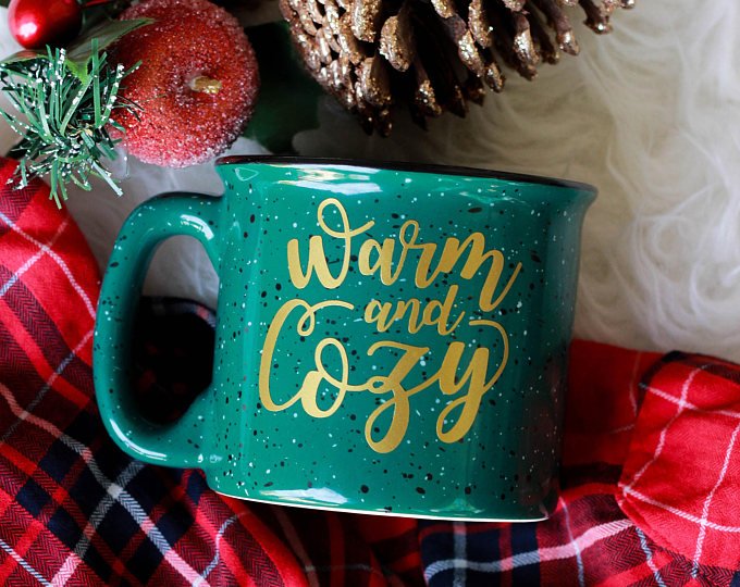 Warm and Cozy Campfire Mug / Christmas Mug / Holiday Coffee Mug / Campfire Mug / Let's Get Cozy / Christmas Coffee Mug / Camping Mug