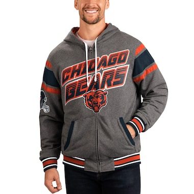  G-III Sports by Carl Banks Navy/Gray Extreme Full Back Reversible Hoodie Full-Zip Jacket