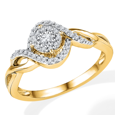 Diamond Ring 1/5 ct tw Round-cut 10K Yellow Gold