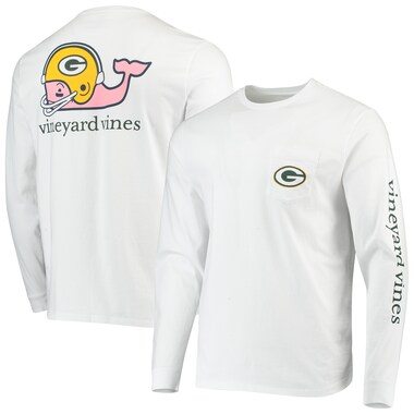 Green Bay Packers Vineyard Vines Whale Helmet Long Sleeve T-Shirt - White