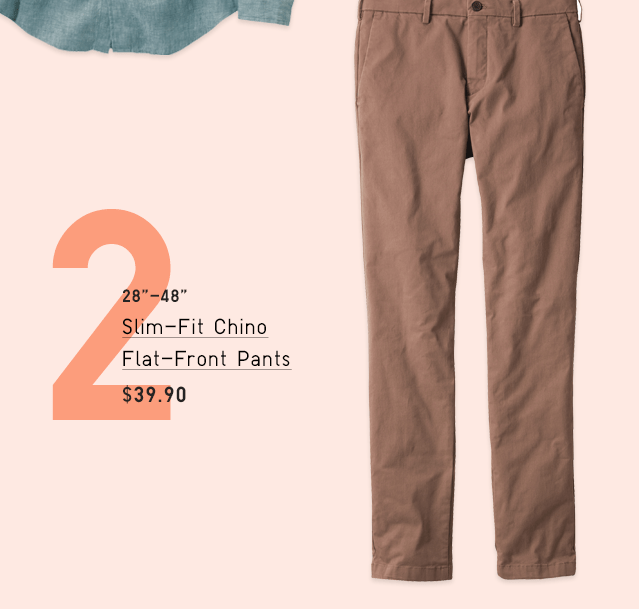 SLIM-FIT CHINO FLAT-FRONT PANTS $39.90