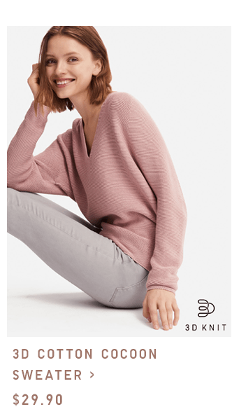 3D COTTON COCOON SWEATER $29.90