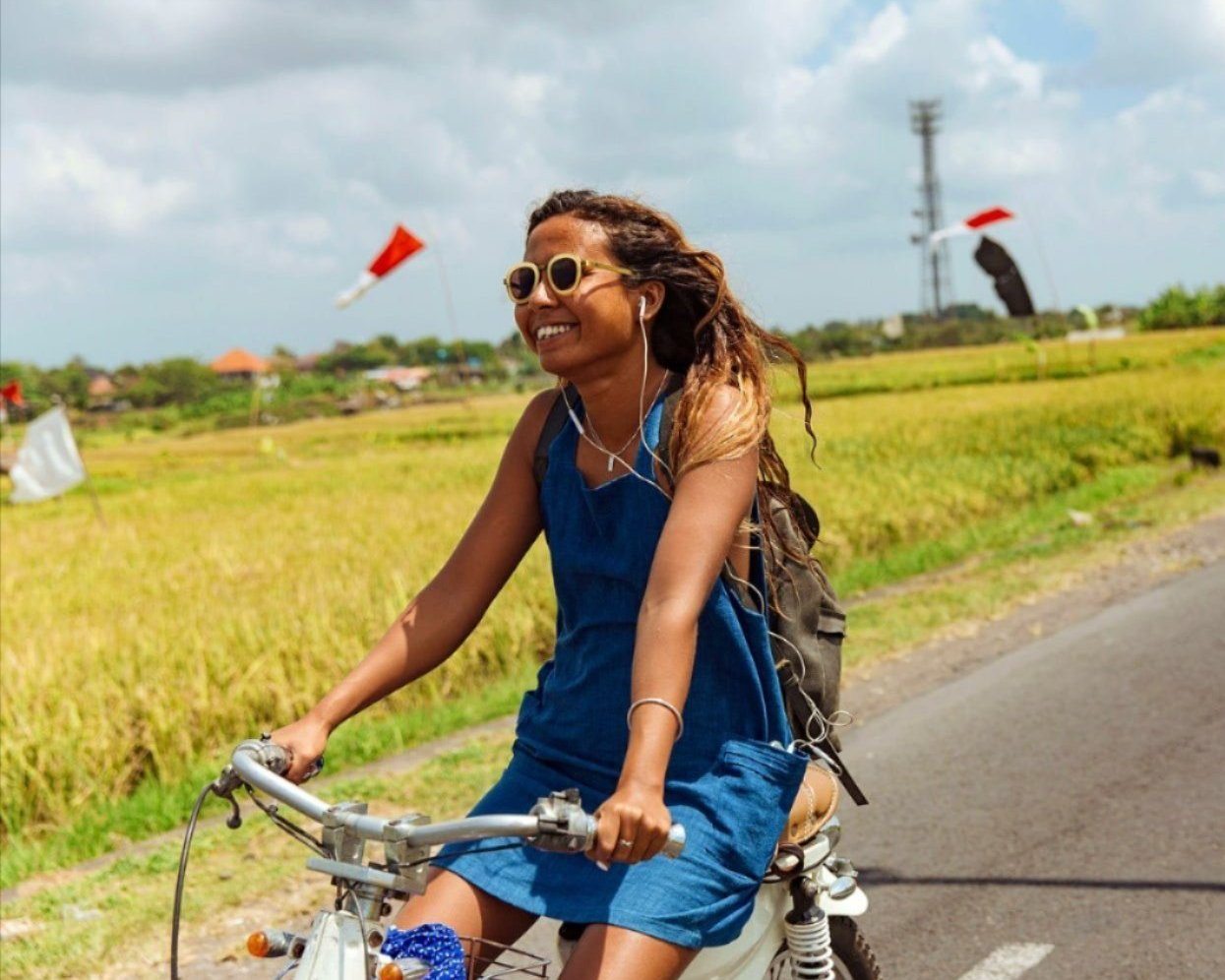woman biking