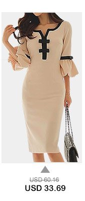 Flare Sleeve Bowknot Embellished Split Neck Beige Dress