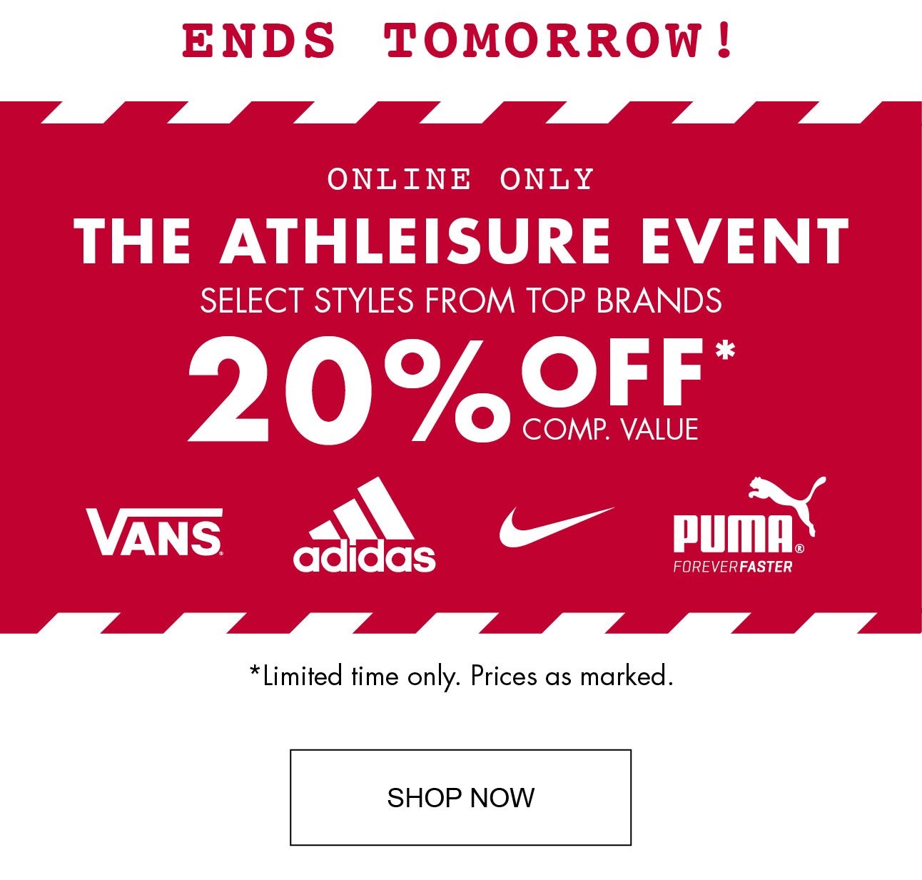 ENDS TOMORROW! | THE ATHLEISURE EVENT | 20% OFF