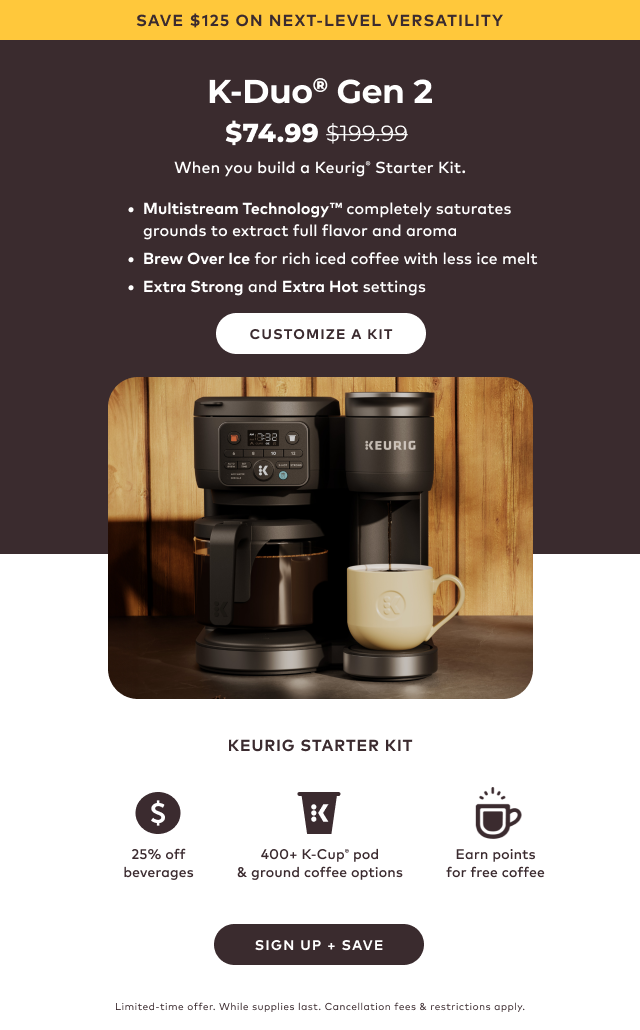 K-Duo® Gen 2 Coffee Maker for $74.99