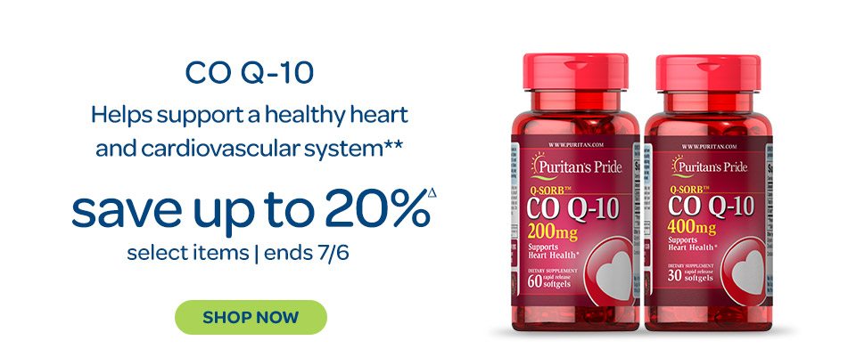 Co Q-10 helps support a healthy heart and cardiovascular system.** Save up to 20%Δ on select items. Ends 7/6. Shop now.