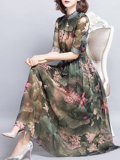 Casual Floral Evening Midi Dr...