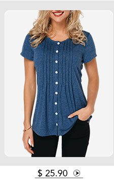 Crinkle Chest Button Up Navy Blue T Shirt