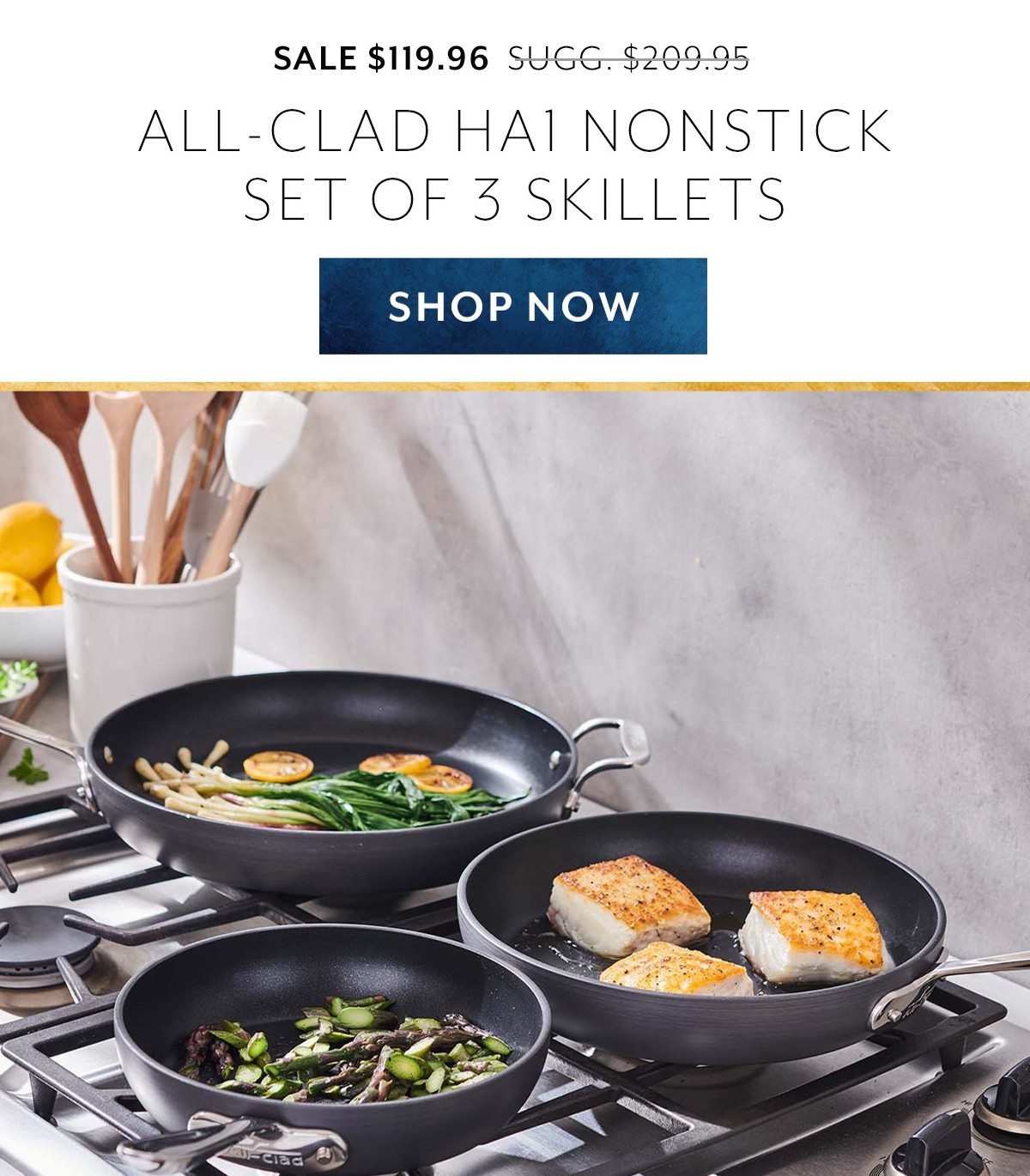 All-Clad HA1 Nonstick Set of 3 Skillets, 8", 10" and 12"