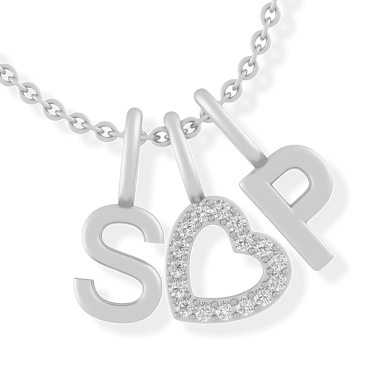 1/20 - 1/8 ct tw Diamond Couple's Initials Necklace