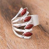 Jasper and Silver Ring, 'Radiant Leaves'