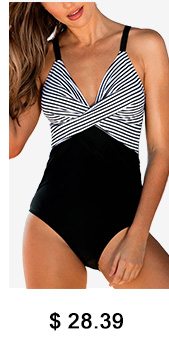 Spaghetti Strap Striped One Piece Swimwear