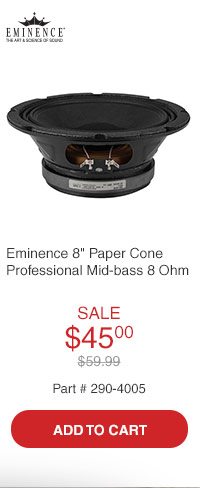 Eminence 8in Paper Cone Professional Mid-bass 8 Ohm