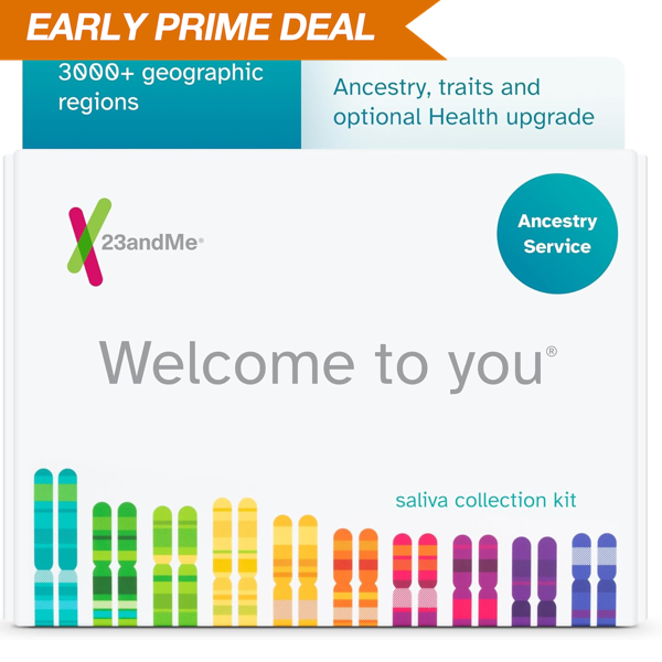 23andMe Ancestry Service - DNA Test Kit with Personalized Genetic Reports Including Ancestry Composition with 3000+ Geographic Regions, Family Tree, DNA Relative Finder and Trait Reports