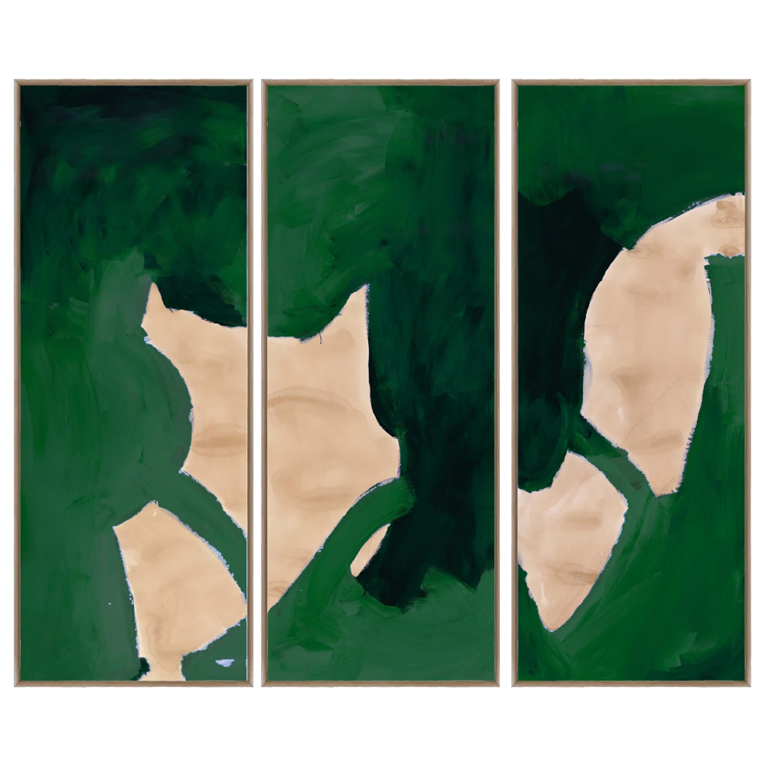 Image of Mozambique Triptych Framed, Emerald
