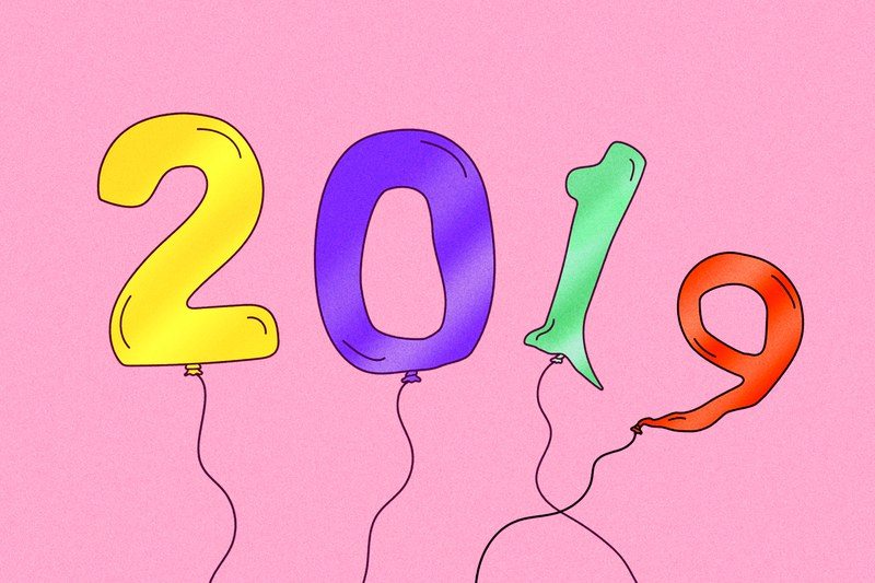 Illustration of balloons reading 