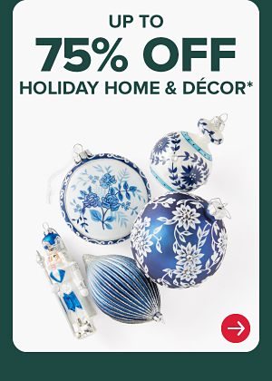 Blue and white Christmas ornaments. Up to 75% off holiday home and decor.