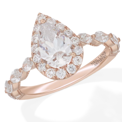 Neil Lane Artistry Pear-Shaped Lab-Created Diamond Engagement Ring 2 ct tw 14K Rose Gold