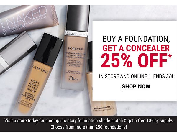 Buy 1, Get 1 25% off makeup | In store & online - Ends 3/4 | Visit Belk today for a complimentary foundation shade match & get a free 10-day supply. Choose from more than 250 foundations! Shop Now.
