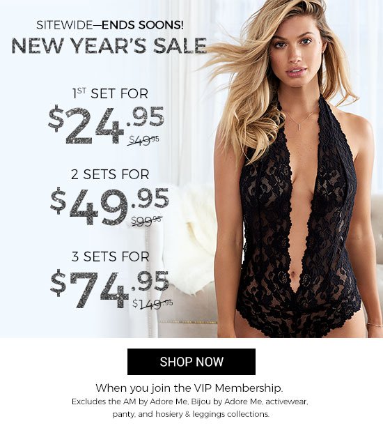 Sitewide - Ends soon - New Year's Sale - 1st set for 24.95 when you join the VIP membership