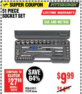 51 Pc SAE & Metric Socket Set