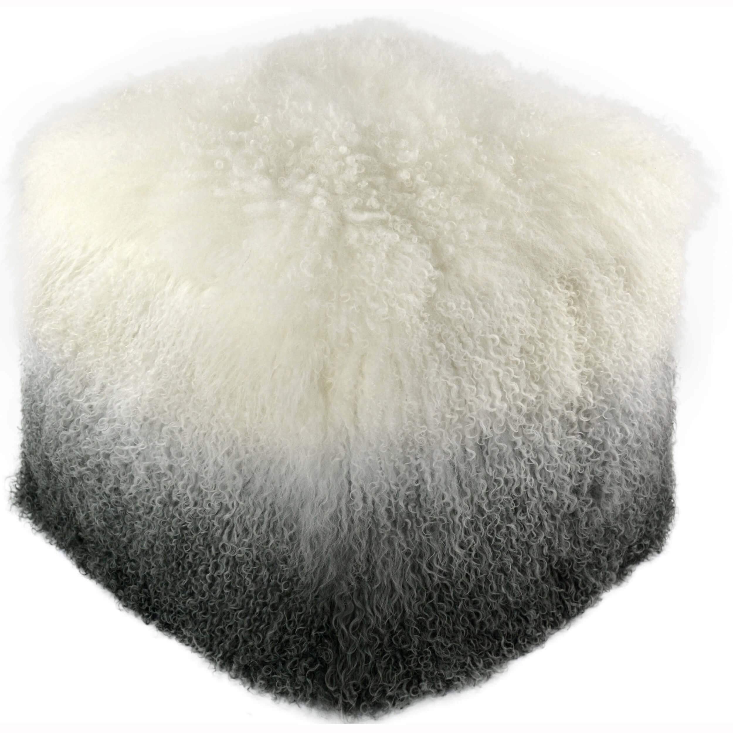 Image of Tibetan Sheep Pouf, White to Grey