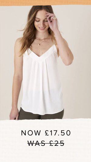 Pleated trim cami with sustainable viscose ivory £17.50 Price reduced from£25.00